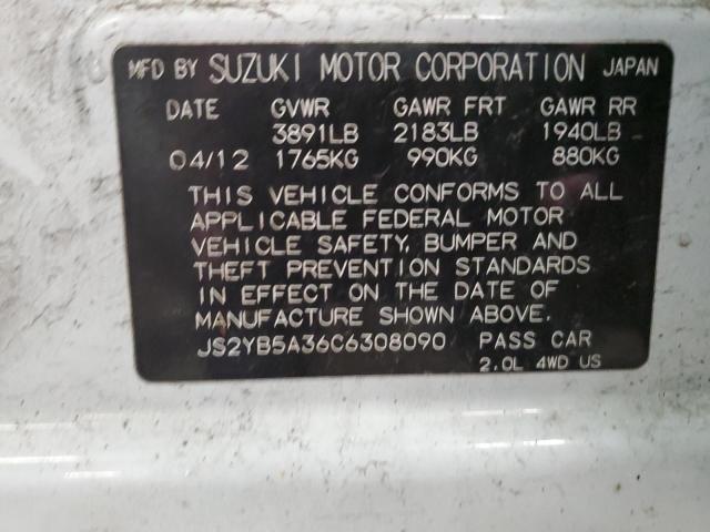 JS2YB5A36C6308090 - 2012 SUZUKI SX4 WHITE photo 13