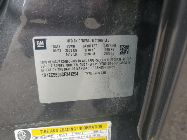 1G1ZC5E05CF341294 - 2012 CHEVROLET MALIBU 1LT 灰色 照片 12