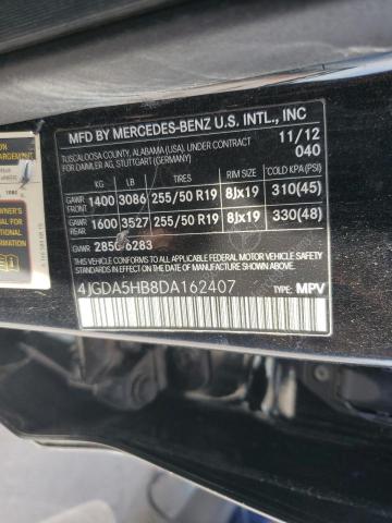 4JGDA5HB8DA162407 - 2013 MERCEDES-BENZ ML 350 4MATIC BLACK photo 12