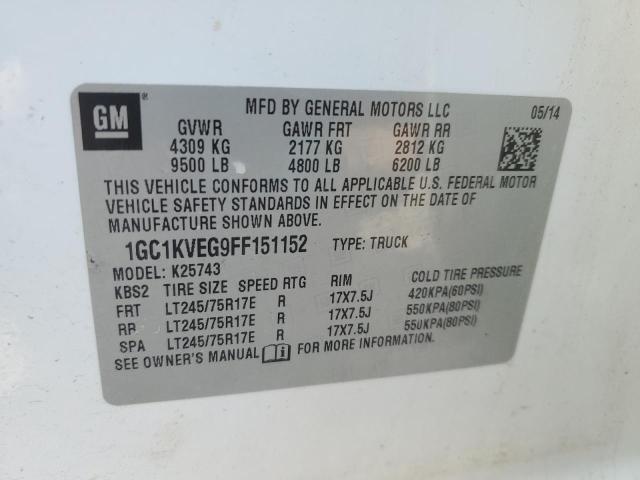 1GC1KVEG9FF151152 - 2015 CHEVROLET SILV2500 4 K2500 HEAVY DUTY LT WHITE photo 12