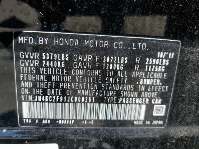 JH4KC2F91JC000251 - 2018 ACURA RLX SPORT HYBRID ADVANCE BLACK photo 12