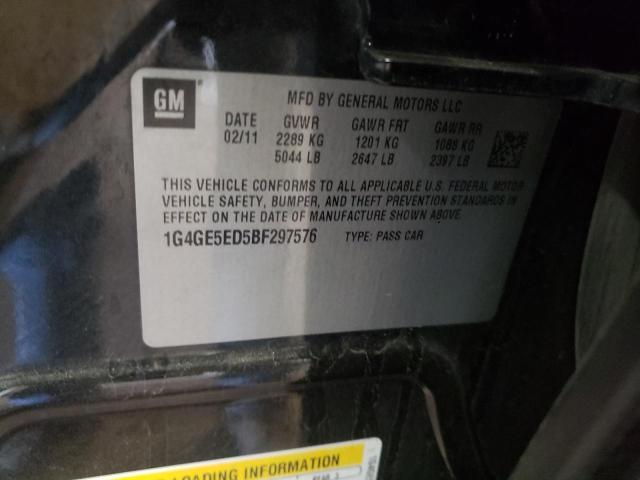 1G4GE5ED5BF297576 - 2011 BUICK LACROSSE CXS BLACK photo 12