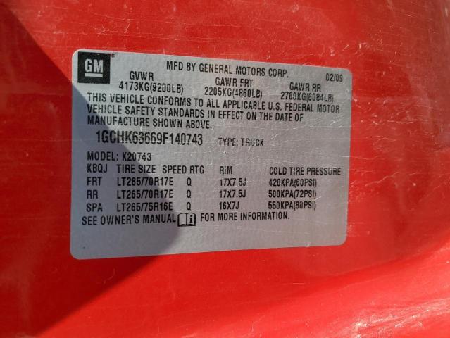 1GCHK63669F140743 - 2009 CHEVROLET SILVERADO K2500 HEAVY DUTY LTZ RED photo 12