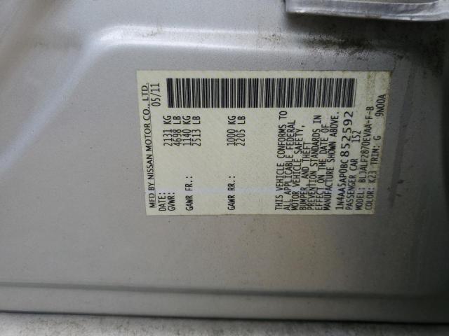 1N4AA5AP0BC852592 - 2011 NISSAN MAXIMA S SILVER photo 12