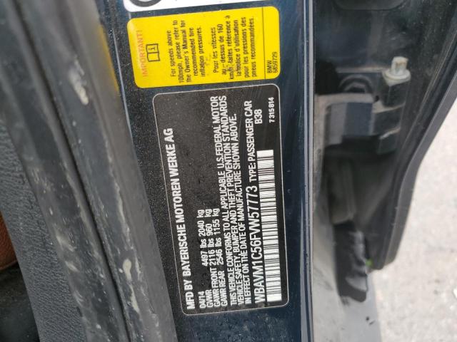 WBAVM1C56FVW57773 - 2015 BMW X1 SDRIVE28I BLUE photo 12