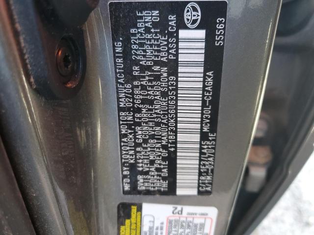 4T1BF30K56U635139 - 2006 TOYOTA CAMRY SE LE TAN photo 12