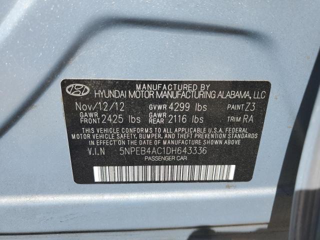 5NPEB4AC1DH643336 - 2013 HYUNDAI SONATA GLS SILVER photo 13