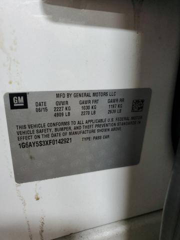 1G6AY5S3XF0142921 - 2015 CADILLAC CTS PERFORMANCE COLLECTION Ақ фото 12