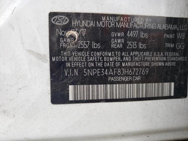 5NPE34AF8JH672769 - 2018 HYUNDAI SONATA SPORT WHITE photo 12