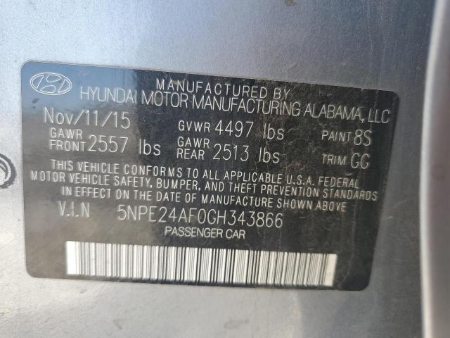 5NPE24AF0GH343866 - 2016 HYUNDAI SONATA SE SILVER photo 12