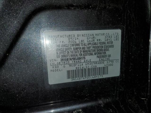 3N1AB7AP0EL684175 - 2014 NISSAN SENTRA S GRAY photo 12