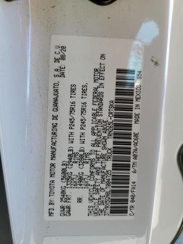 3TYRX5GN8LT004725 - 2020 TOYOTA TACOMA ACCESS CAB თეთრი ფოტო 12