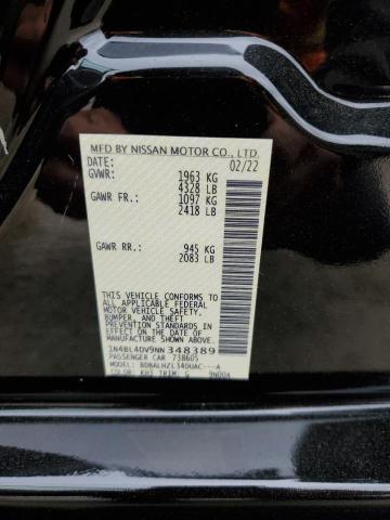 1N4BL4DV9NN348389 - 2022 NISSAN ALTIMA SV BLACK photo 12