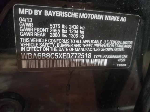 WBA6B8C5XEDZ72518 - 2014 BMW 640 XI GRAN COUPE BLACK photo 12