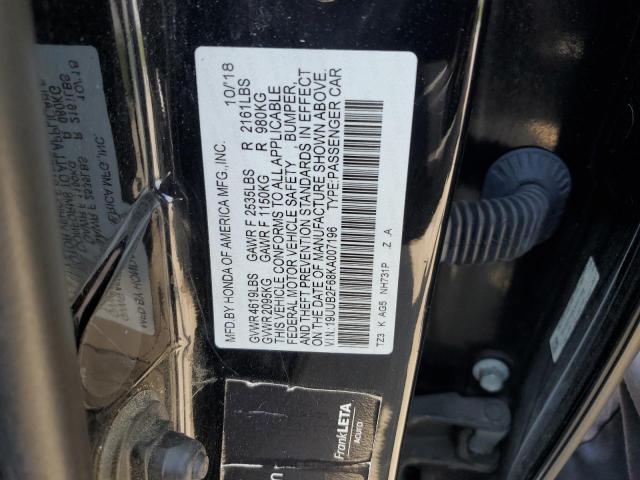 19UUB2F68KA007196 - 2019 ACURA TLX TECHNOLOGY BLACK photo 12