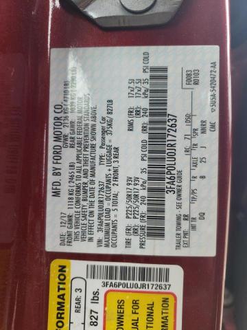 3FA6P0LU0JR172637 - 2018 FORD FUSION SE HYBRID RED photo 13