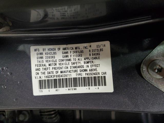 1HGCR3F9XEA028711 - 2014 HONDA ACCORD TOURING GRAY photo 12