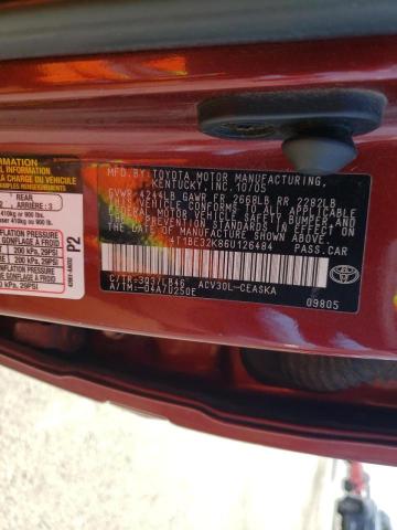 4T1BE32K86U126484 - 2006 TOYOTA CAMRY LE BURGUNDY photo 12