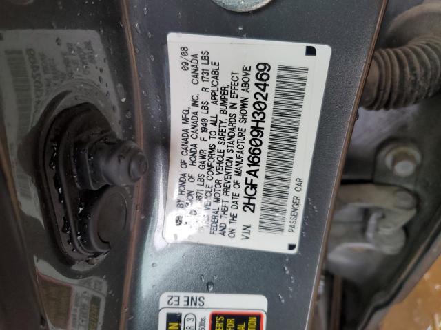 2HGFA16609H302469 - 2009 HONDA CIVIC LX-S 灰色 照片 13