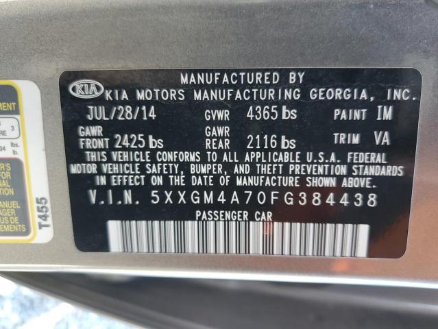 5XXGM4A70FG384438 - 2015 KIA OPTIMA LX GRAY photo 12