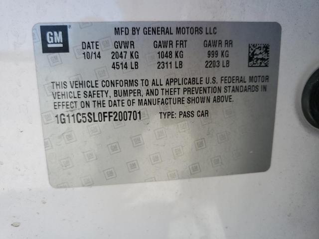 1G11C5SL0FF200701 - 2015 CHEVROLET MALIBU 1LT 白色 照片 12