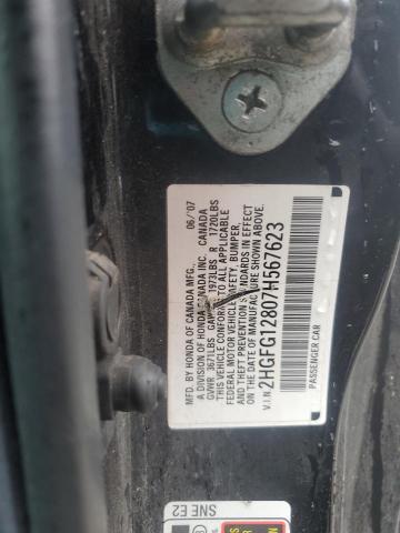 2HGFG12807H567623 - 2007 HONDA CIVIC EX BLACK photo 12