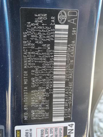 2T1KR32E35C395412 - 2005 TOYOTA COROLLA MA XR BLUE photo 12