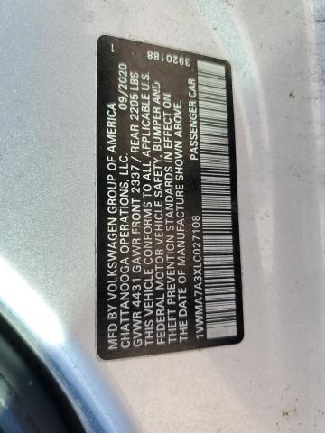 1VWMA7A3XLC027108 - 2020 VOLKSWAGEN PASSAT R-LINE Արծաթագույն լուսանկար 13