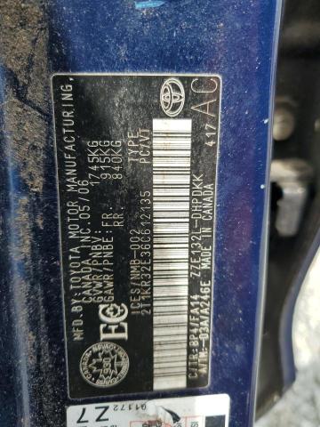 2T1KR32E36C612135 - 2006 TOYOTA COROLLA MA XR BLUE photo 12