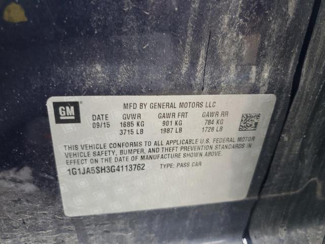 1G1JA5SH3G4113762 - 2016 CHEVROLET SONIC LS ლურჯი ფოტო 12