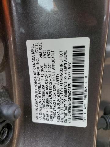 2HKRM4H78FH629375 - 2015 HONDA CR-V EXL BROWN photo 12