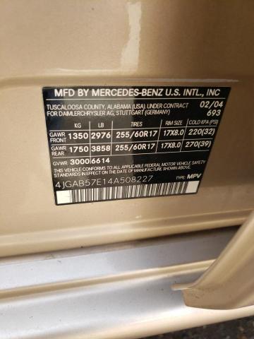 4JGAB57E14A508227 - 2004 MERCEDES-BENZ ML 350 GOLD photo 13