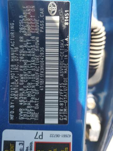 4T1BF1FK9HU642836 - 2017 TOYOTA CAMRY LE BLUE photo 13