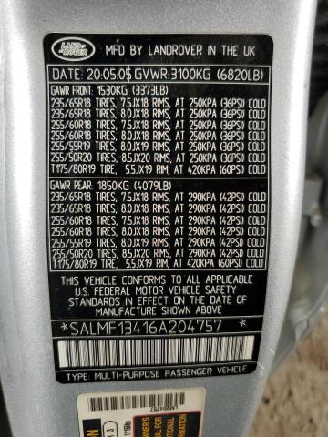 SALMF13416A204757 - 2006 LAND ROVER RANGE ROVE SUPERCHARGED SILVER photo 12