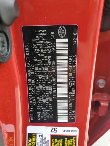 4T1G11AK8PU102436 - 2023 TOYOTA CAMRY SE NIGHT SHADE RED photo 13