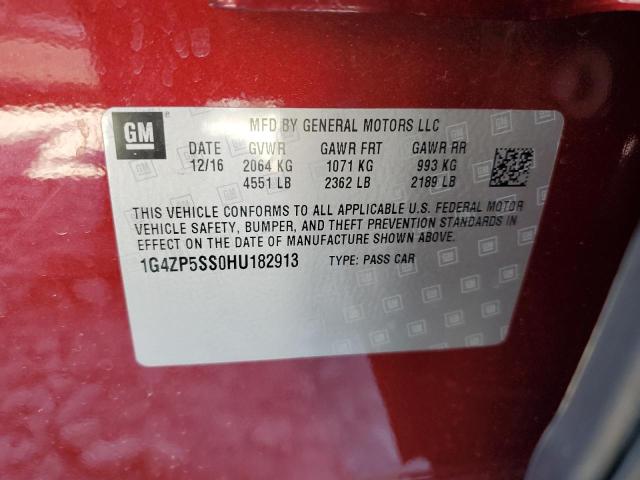 1G4ZP5SS0HU182913 - 2017 BUICK LACROSSE ESSENCE RED photo 12