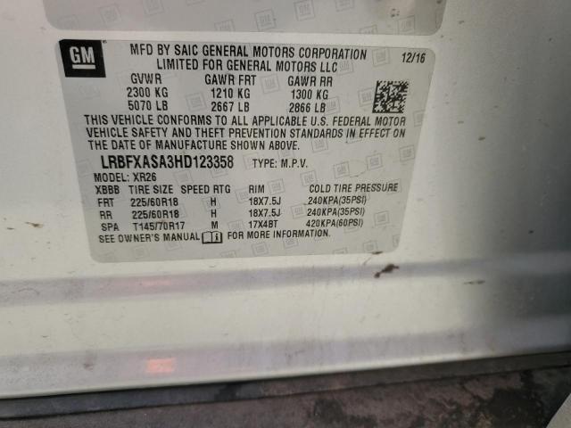 LRBFXASA3HD123358 - 2017 BUICK ENVISION PREFERRED SILVER photo 13