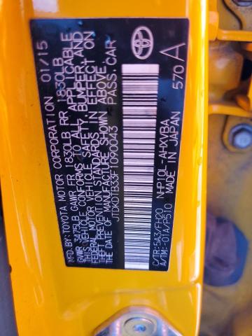 JTDKDTB33F1090043 - 2015 TOYOTA PRIUS C YELLOW photo 12