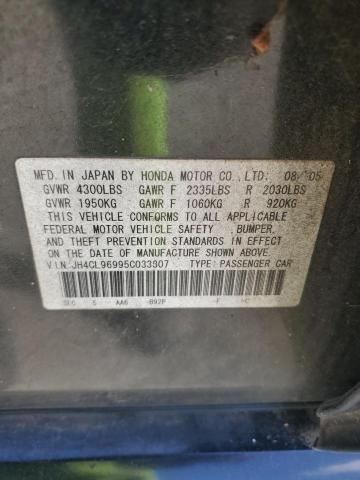 JH4CL96995C033307 - 2005 ACURA TSX BLACK photo 12