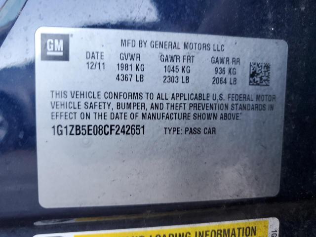 1G1ZB5E08CF242651 - 2012 CHEVROLET MALIBU LS BLUE photo 12