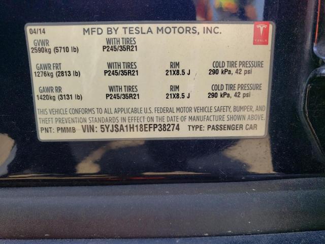 5YJSA1H18EFP38274 - 2014 TESLA MODEL S ლურჯი ფოტო 13