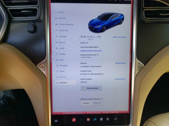 5YJSA1H18EFP38274 - 2014 TESLA MODEL S ლურჯი ფოტო 9