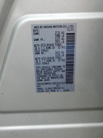 5N1AR2MM4GC603332 - 2016 NISSAN PATHFINDER S SILVER photo 13