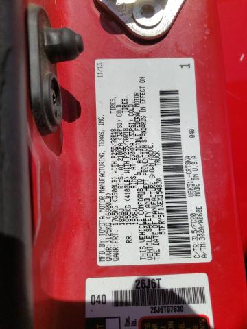 5TFRY5F13EX154830 - 2014 TOYOTA TUNDRA DOUBLE CAB SR/SR5 RED photo 12