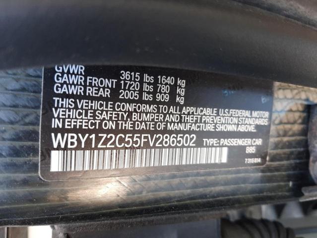 WBY1Z2C55FV286502 - 2015 BMW I3 BEV WHITE photo 12