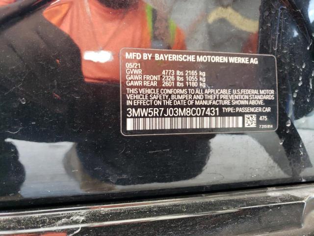 3MW5R7J03M8C07431 - 2021 BMW 330XI Schwarz Foto 12