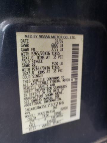 5N1AR18W35C737266 - 2005 NISSAN PATHFINDER LE BLUE photo 12