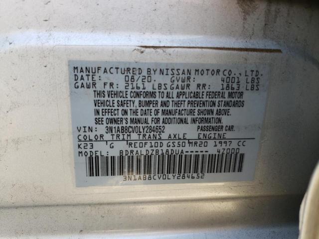 3N1AB8CV0LY284652 - 2020 NISSAN SENTRA SV SILVER photo 12