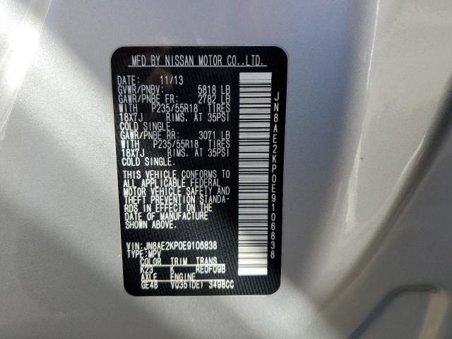 JN8AE2KP0E9106838 - 2014 NISSAN QUEST S SILVER photo 13