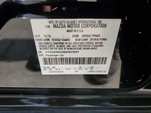 1YVHZ8BH2B5M03097 - 2011 MAZDA 6 I BLACK photo 12